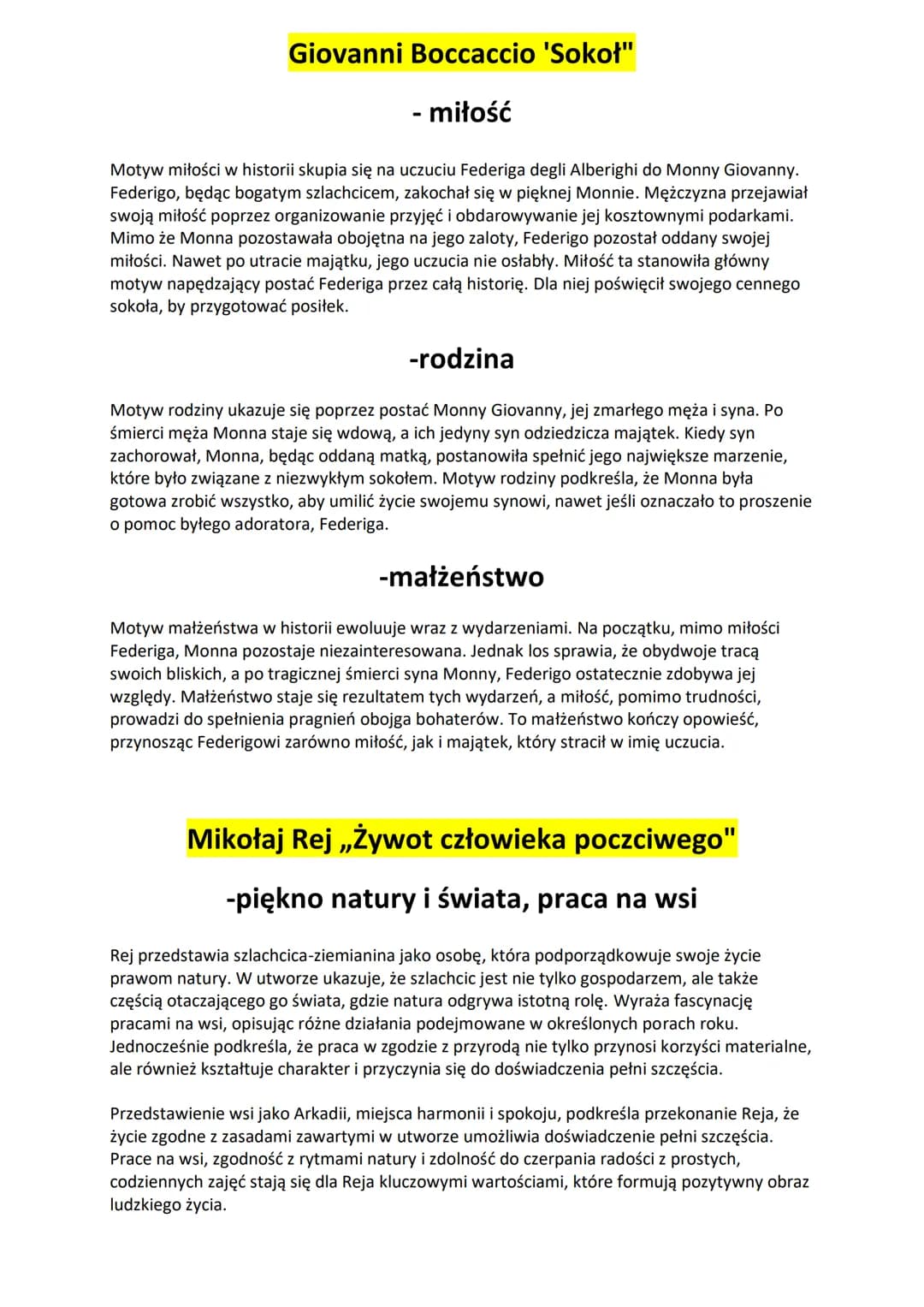 Giovanni Boccaccio 'Sokoł"
- miłość
Motyw miłości w historii skupia się na uczuciu Federiga degli Alberighi do Monny Giovanny.
Federigo, będ