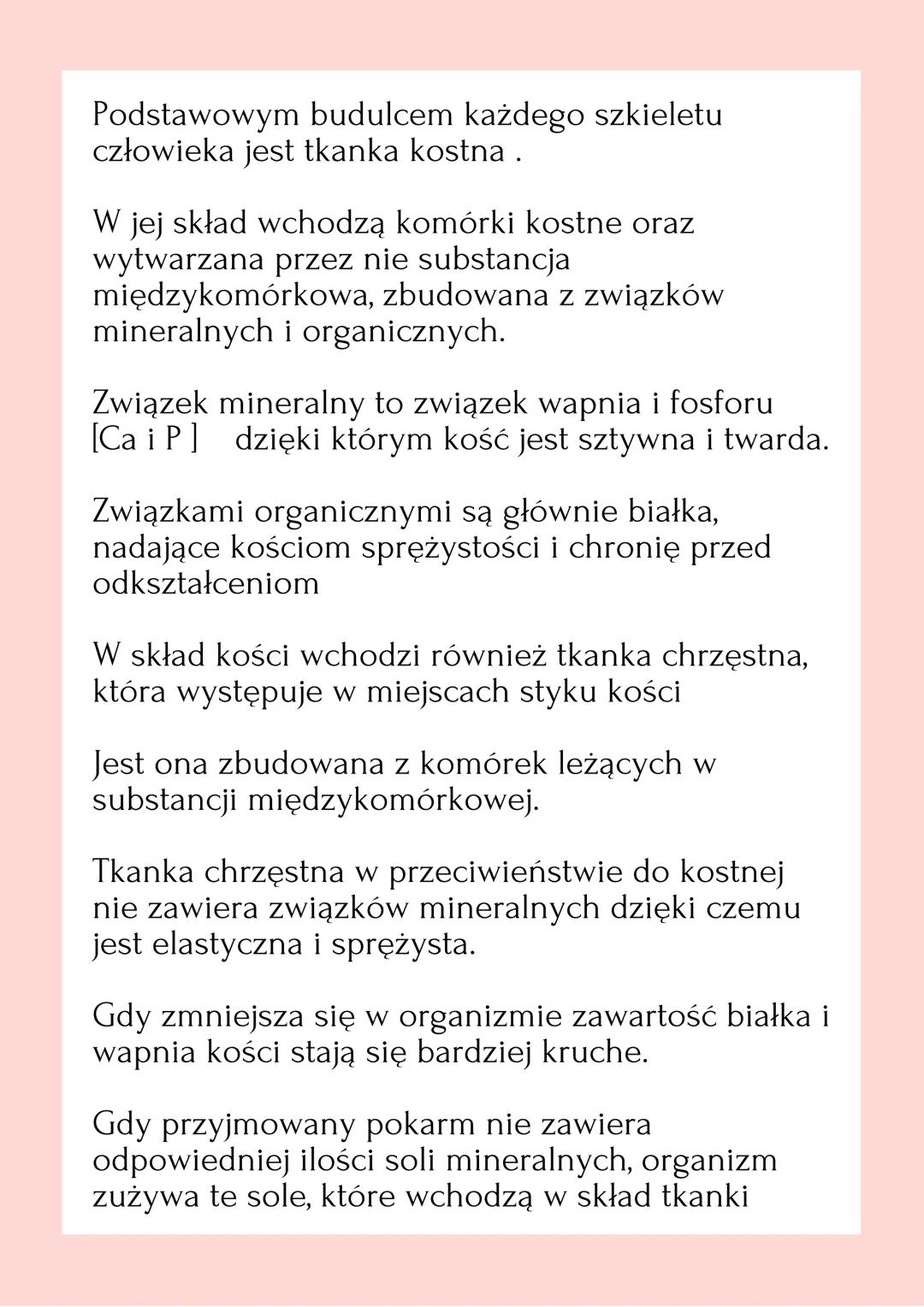 AK
BUDOWA
KOŚĆI Podstawowym budulcem każdego szkieletu
człowieka jest tkanka kostna.
W jej skład wchodzą komórki kostne oraz
wytwarzana prze