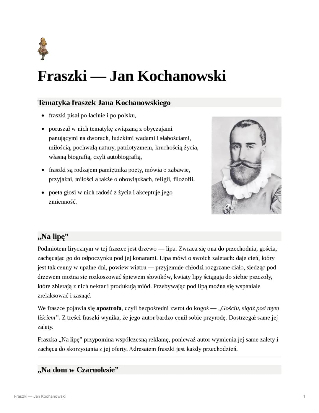 fraszki — jan kochanowski