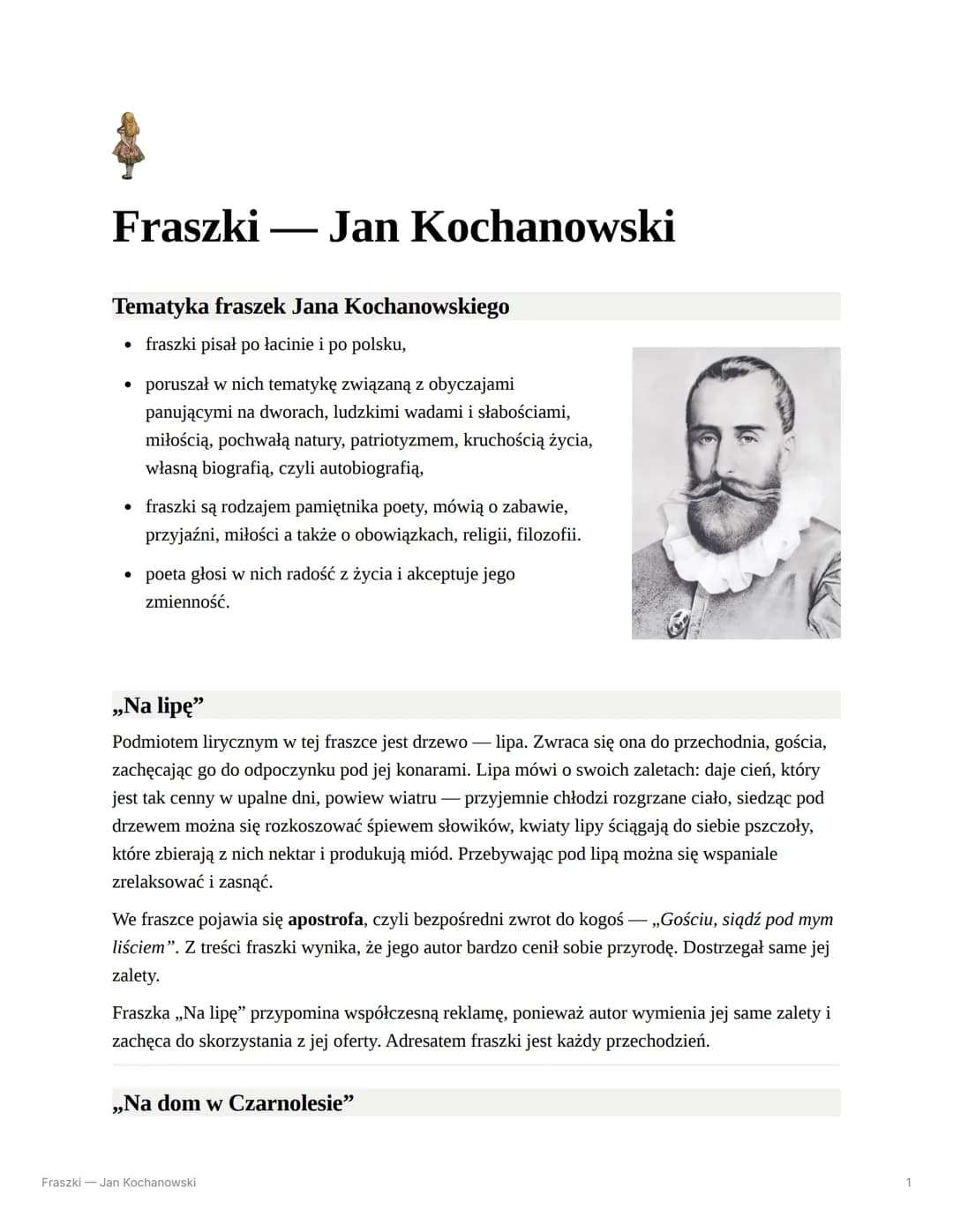 $
Fraszki ― Jan Kochanowski
_
Tematyka fraszek Jana Kochanowskiego
⚫fraszki pisał po łacinie i po polsku,
⚫ poruszał w nich tematykę związan