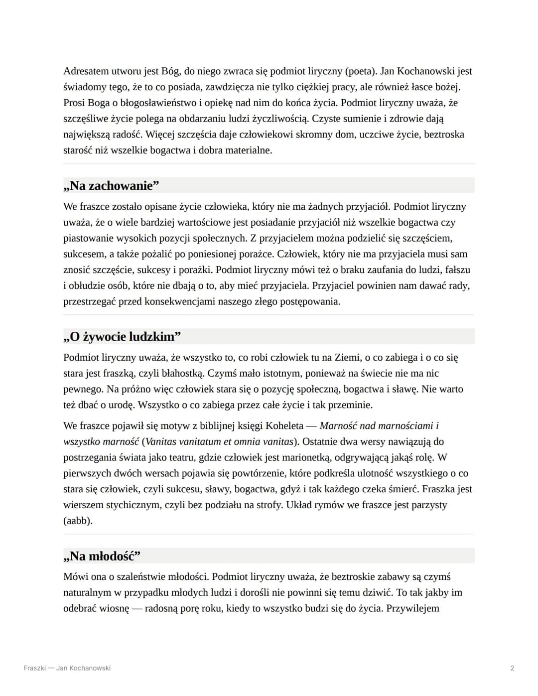 $
Fraszki ― Jan Kochanowski
_
Tematyka fraszek Jana Kochanowskiego
⚫fraszki pisał po łacinie i po polsku,
⚫ poruszał w nich tematykę związan
