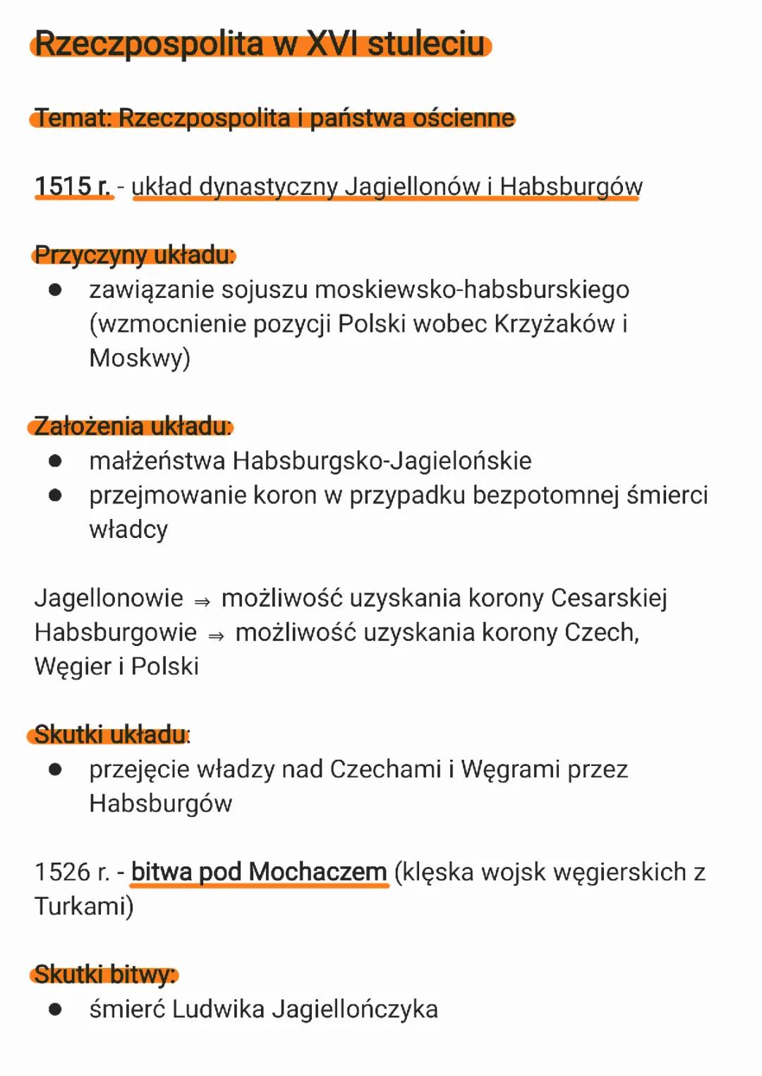 XVI wiek - Najważniejsze wydarzenia w Polsce i Europie dla klasy 6