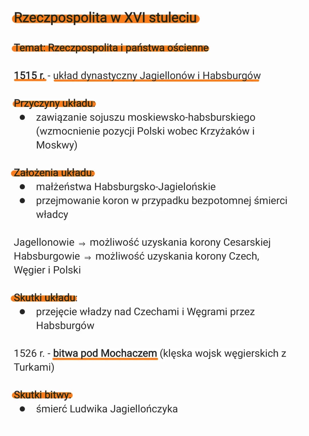 Rzeczpospolita w XVI stuleciu
Temat: Rzeczpospolita i państwa ościenne
1515 r. - układ dynastyczny Jagiellonów i Habsburgów
Przyczyny układu