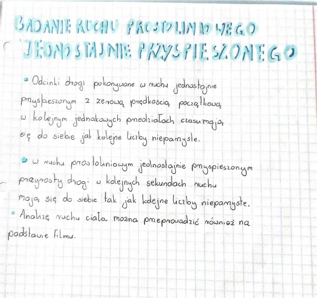 Badanie ruchu prostoliniowego jednostajnie przyśpieszonego