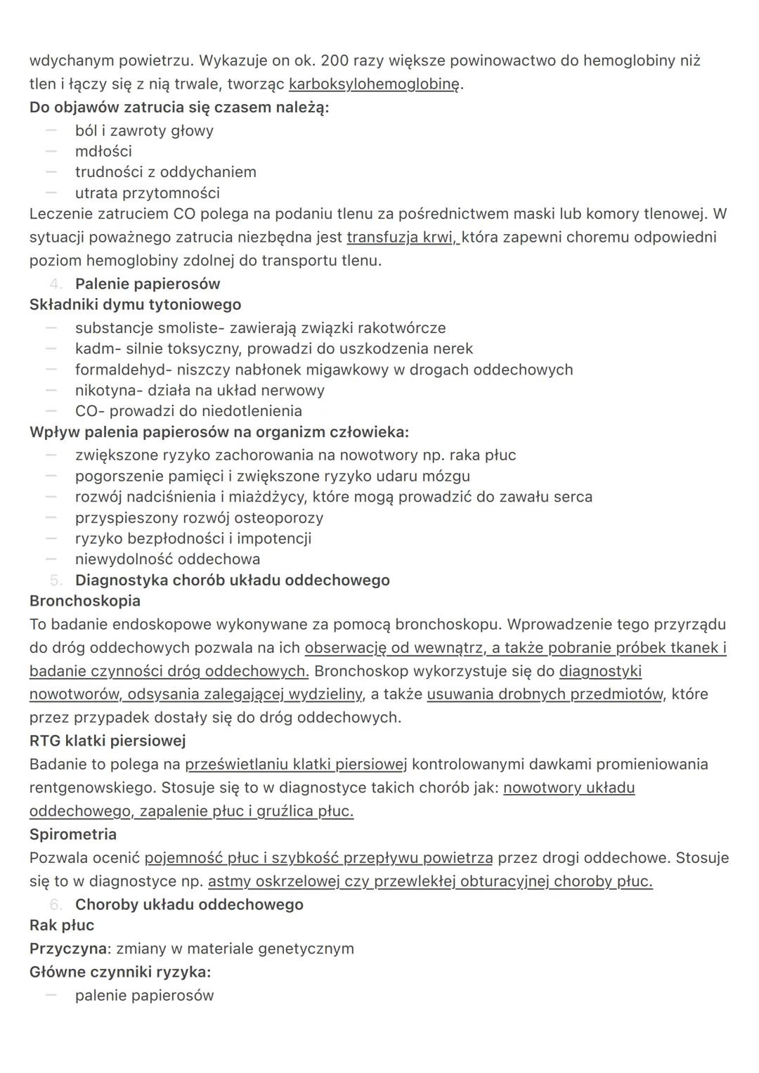 Zaburzenia funkcjonowania układu oddechowego
1. Zanieczyszczenia powietrza to wszystkie gazy, ciecze i ciała stałe, które znajdują się w
pow
