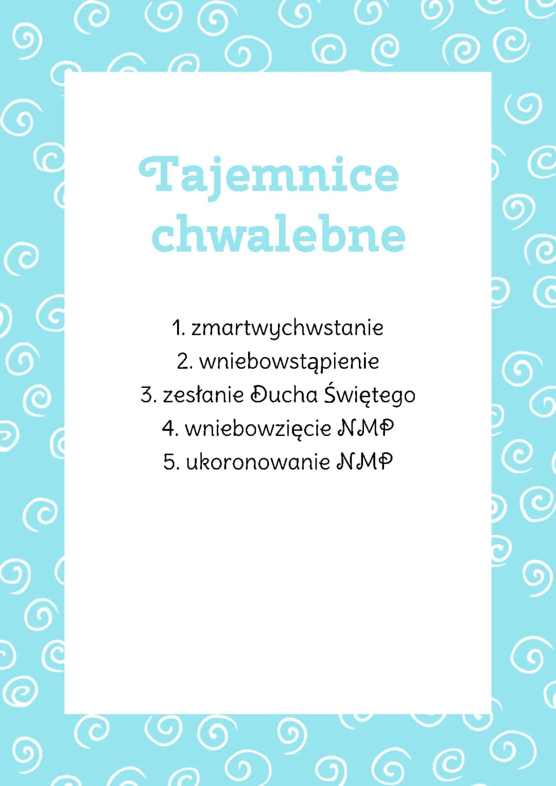Tajemnice chwalebne Rozważania - różaniec dla dzieci
