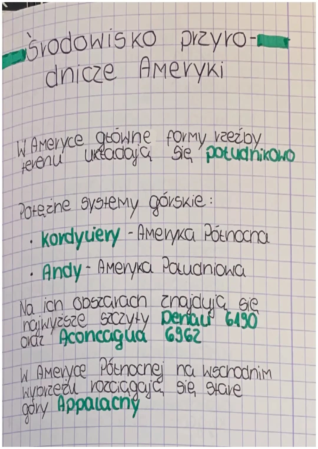 Środowisko przyro-
dnicze Ameryki
W Ameryce growne formy rzeźby
terenu ukeadają się potudnikowo
Potezne systemy górskie
kordycery - Ameryka 