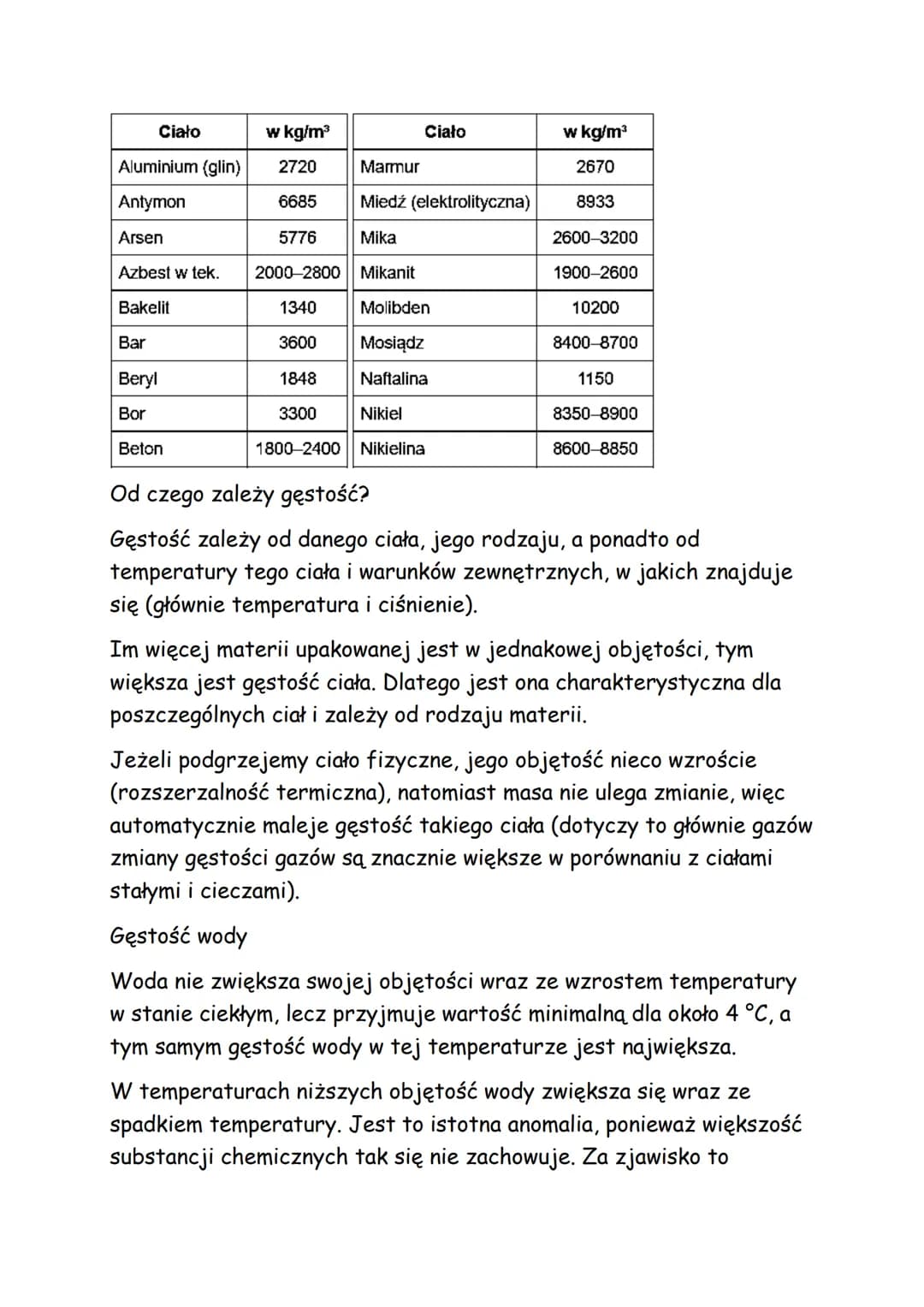 Gęstość
substancji
Gęstością nazywamy stosunek masy do objętości co można zapisać
wzorem, gdzie:
- d - to jest gęstość,
- m - masa,
- V - ob