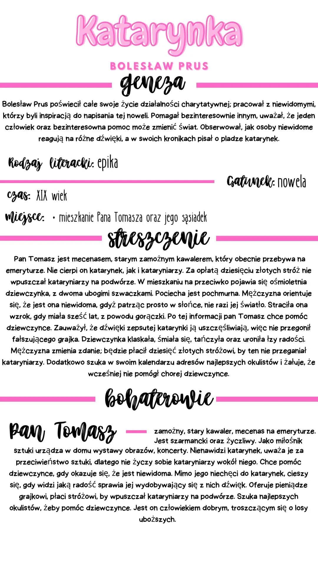 Katarynka - wszystkie bohaterowie i streszczenie