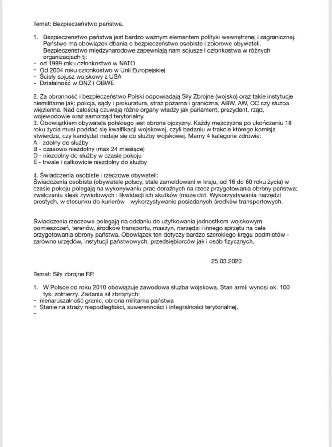 Polska w NATO i UE - Siły Zbrojne RP, Kwalifikacja Wojskowa i Obrona Ojczyzny