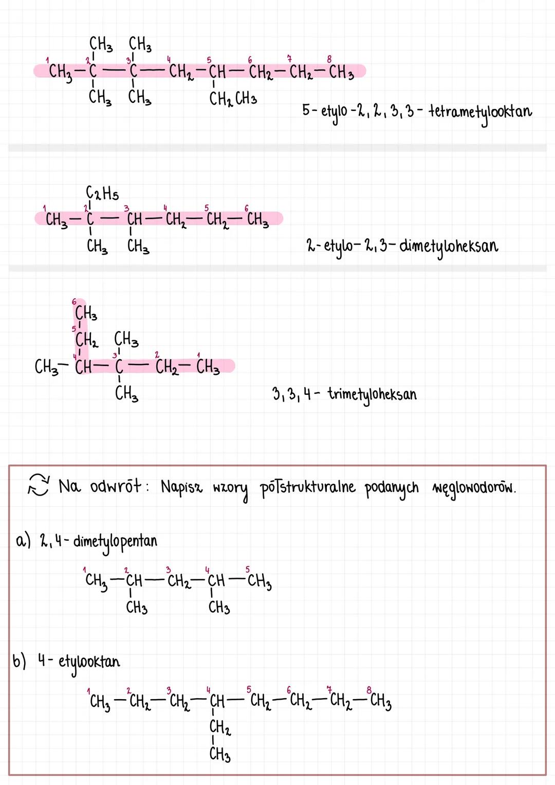 # ALKANY # ALKANY WĘGLOWODORY NASYCONE

$C_nH_{2n+2}$

1. Metan C Hy CH4

2. Etan $C_2H_6$ CH3-CH3

3. Propan $C_3H_8$ CH3-CH2-CH3

4. Butan