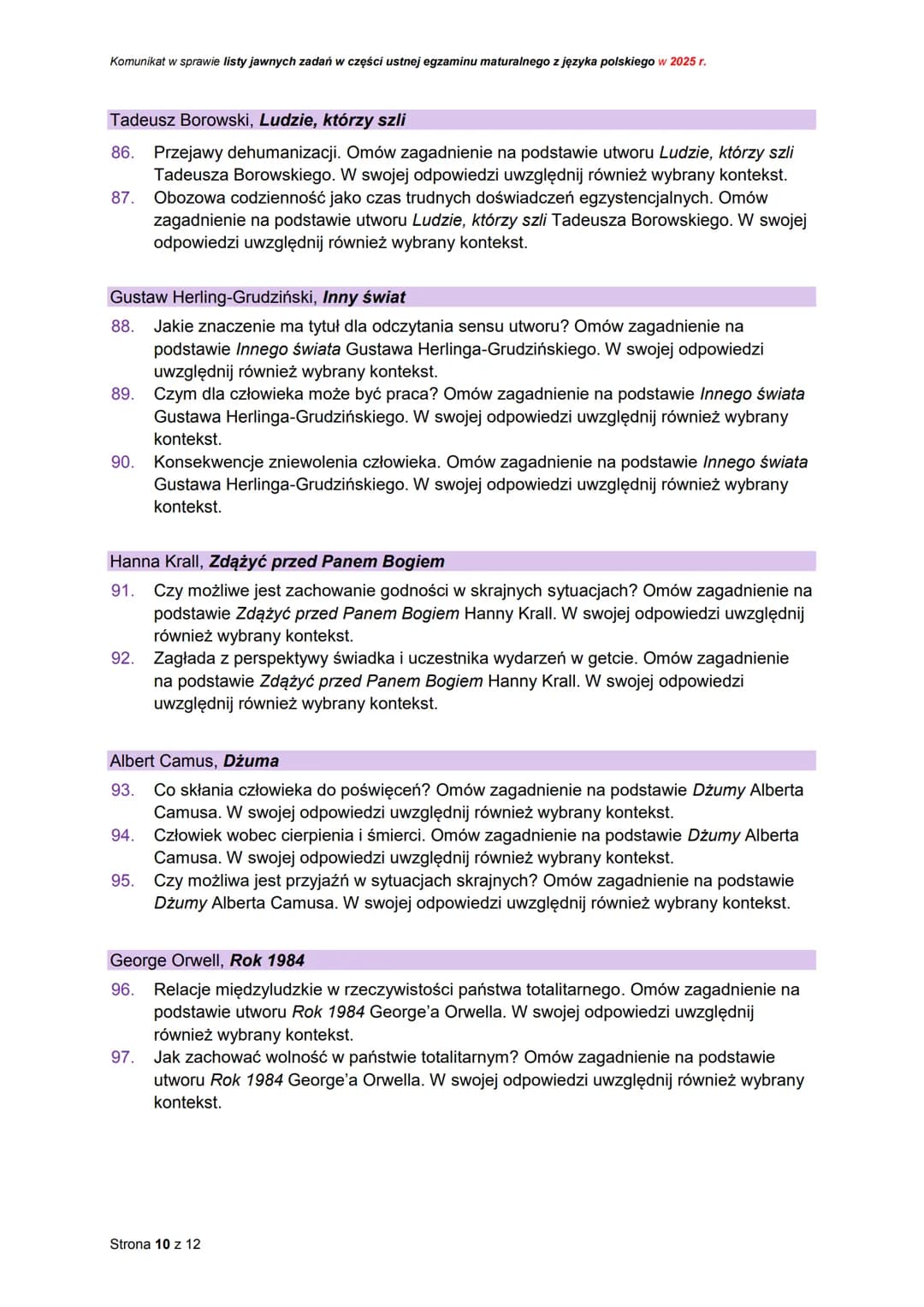 CK
CENTRALNA
KOMISJA
EGZAMINACYJNA
Rodzaj dokumentu:
Egzamin:
Przedmiot:
Termin egzaminu:
Data publikacji
dokumentu:
Komunikat dyrektora Cen