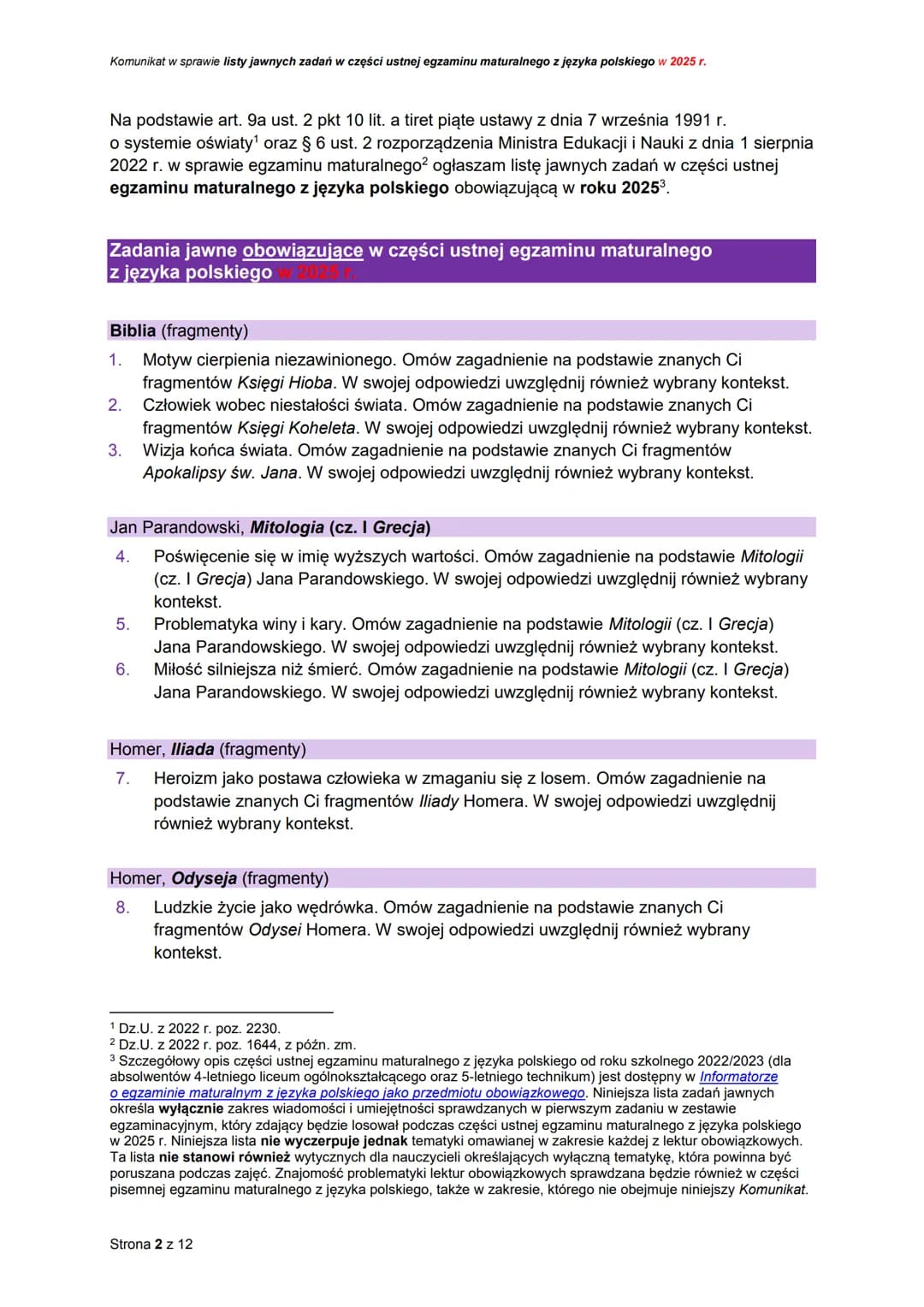 CK
CENTRALNA
KOMISJA
EGZAMINACYJNA
Rodzaj dokumentu:
Egzamin:
Przedmiot:
Termin egzaminu:
Data publikacji
dokumentu:
Komunikat dyrektora Cen
