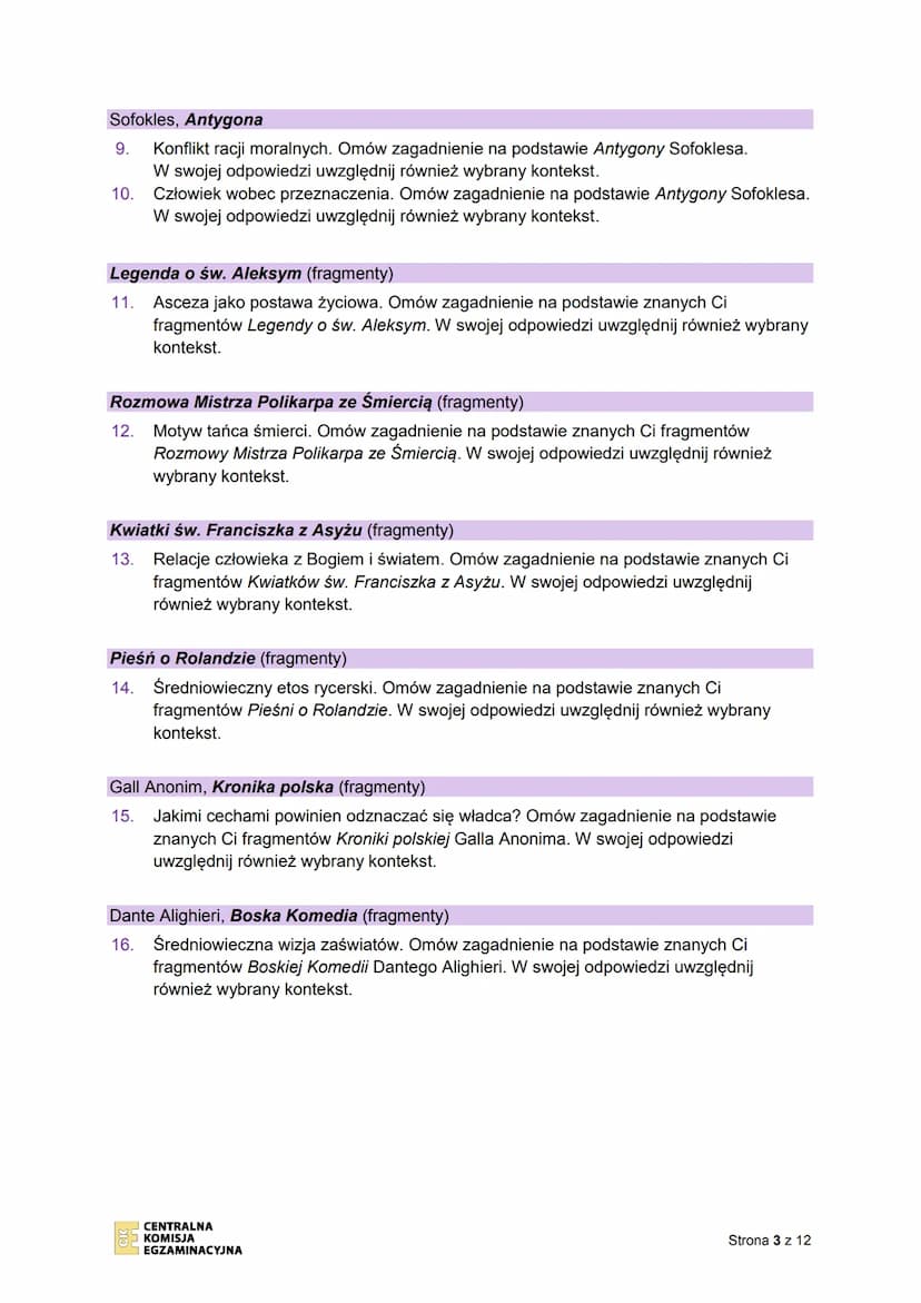 CK
CENTRALNA
KOMISJA
EGZAMINACYJNA
Rodzaj dokumentu:
Egzamin:
Przedmiot:
Termin egzaminu:
Data publikacji
dokumentu:
Komunikat dyrektora Cen