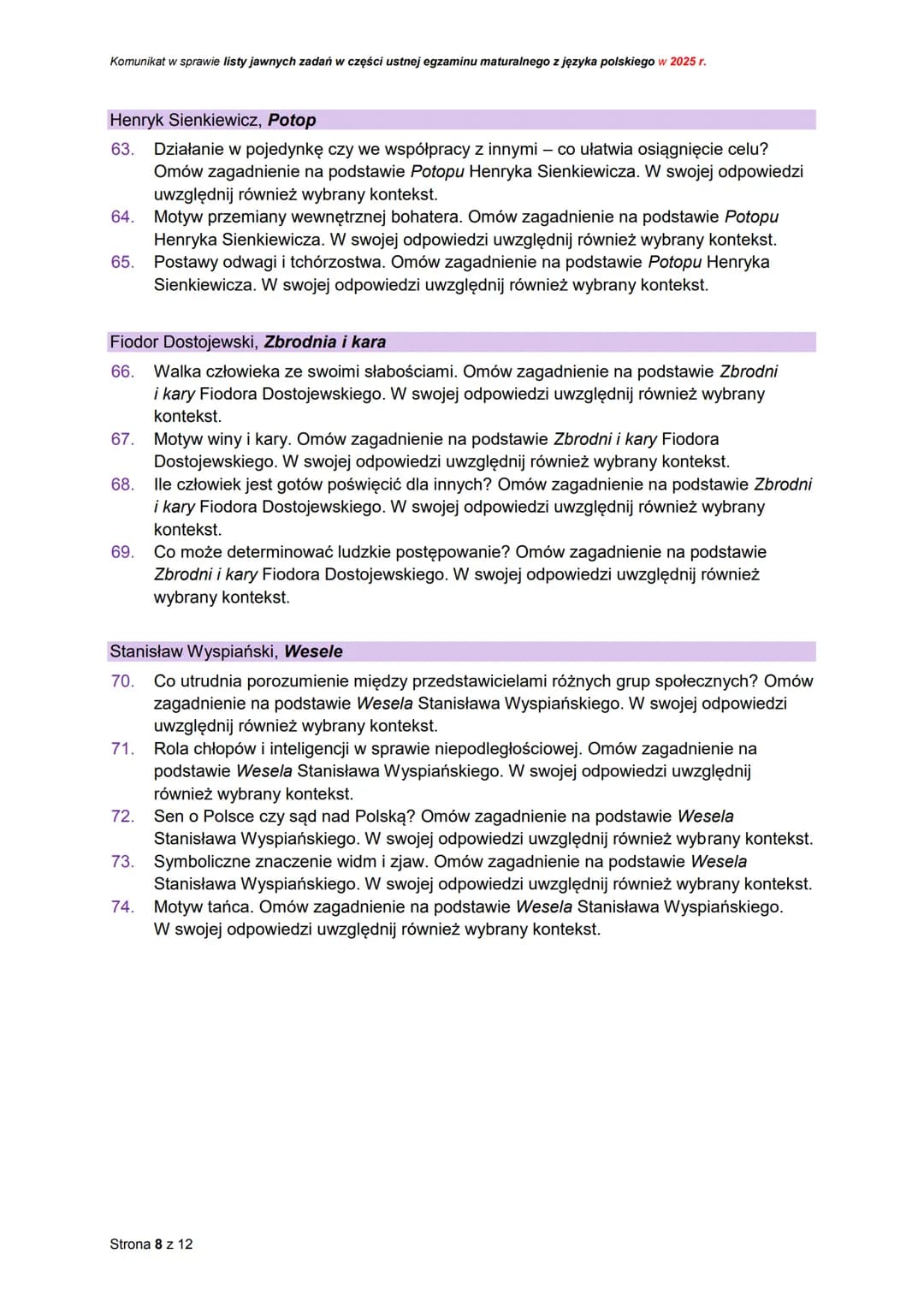 CK
CENTRALNA
KOMISJA
EGZAMINACYJNA
Rodzaj dokumentu:
Egzamin:
Przedmiot:
Termin egzaminu:
Data publikacji
dokumentu:
Komunikat dyrektora Cen