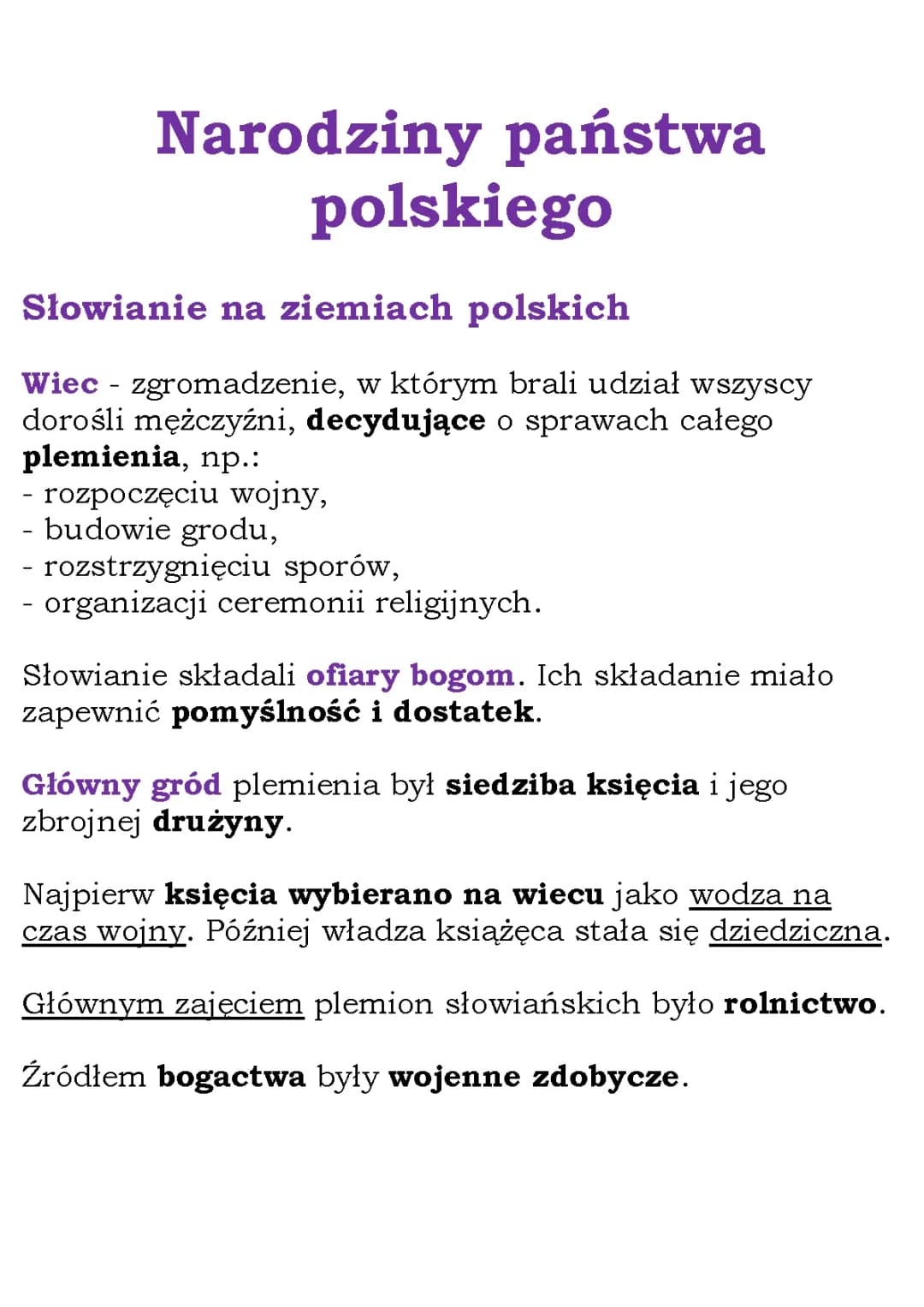 Początki państwa polskiego - Notatka dla klasy 5
