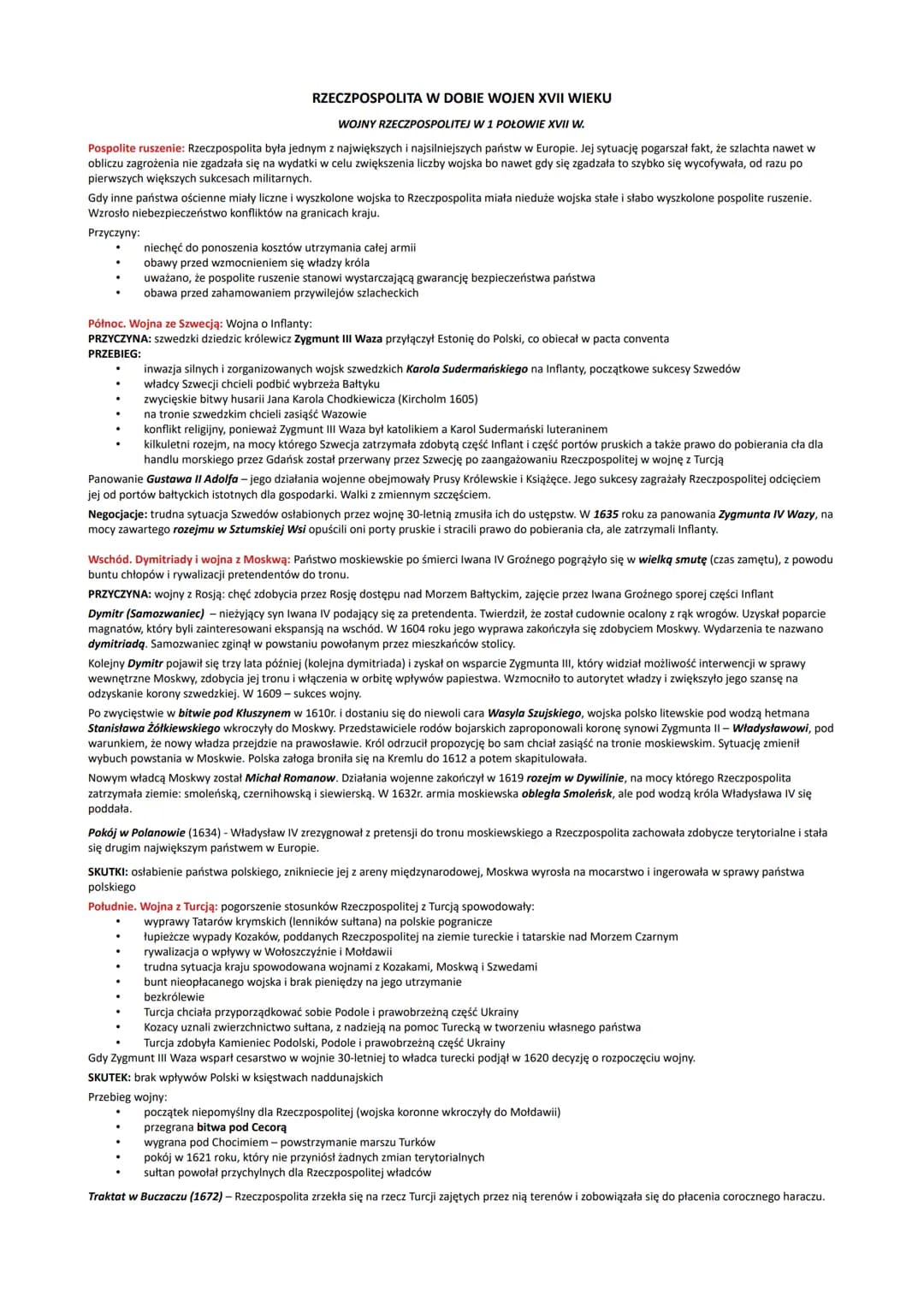 RZECZPOSPOLITA W DOBIE WOJEN XVII WIEKU
WOJNY RZECZPOSPOLITEJ W 1 POŁOWIE XVII W.
Pospolite ruszenie: Rzeczpospolita była jednym z największ