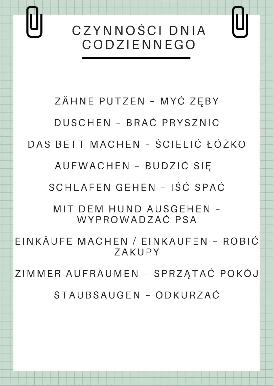 Czynności Dnia Codziennego po Niemiecku - Quiz dla Klasy 7