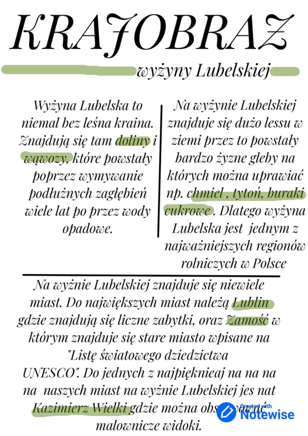 KRAJOBRAZ
wyżyny Lubelskiej
Wyżyna Lubelska to Na wyżynie Lubelskiej
niemal bez leśna kraina.znajduje się dużo lessu w
Znajdują się tam doli
