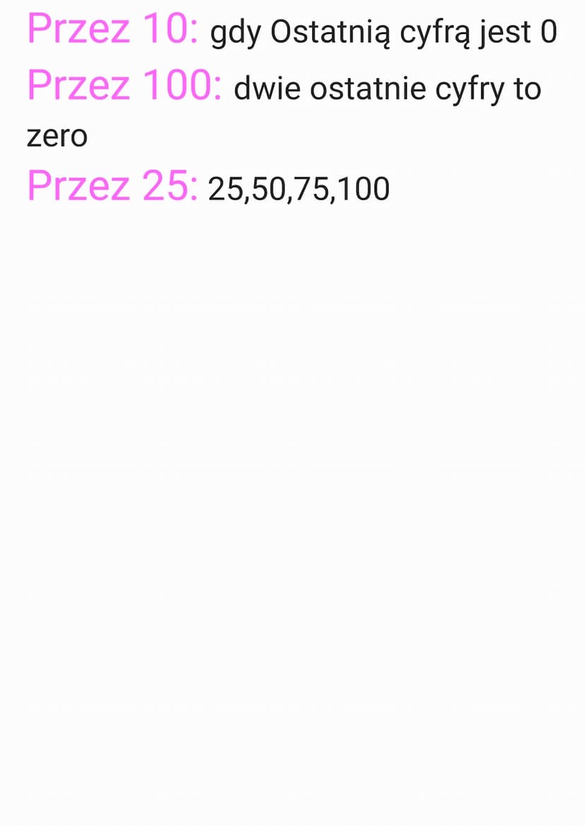 Matematyka
Klasa 6
Cechy podzielności liczb
Przez 2: gdy Ostatnią cyfrą jest
0,2,4,6,8
Przez 3: suma cyfr jest podzielna
przez 3
Przez 4: gd