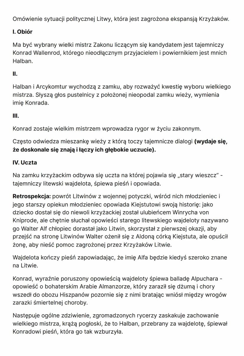 KONRAD WALLENROD
Autorem powieści jest Adam Mickiewicz. Została ona wydana w 1828r. w
Petersburgu.
Czas i miejsce akcji: Akcja utworu toczy 
