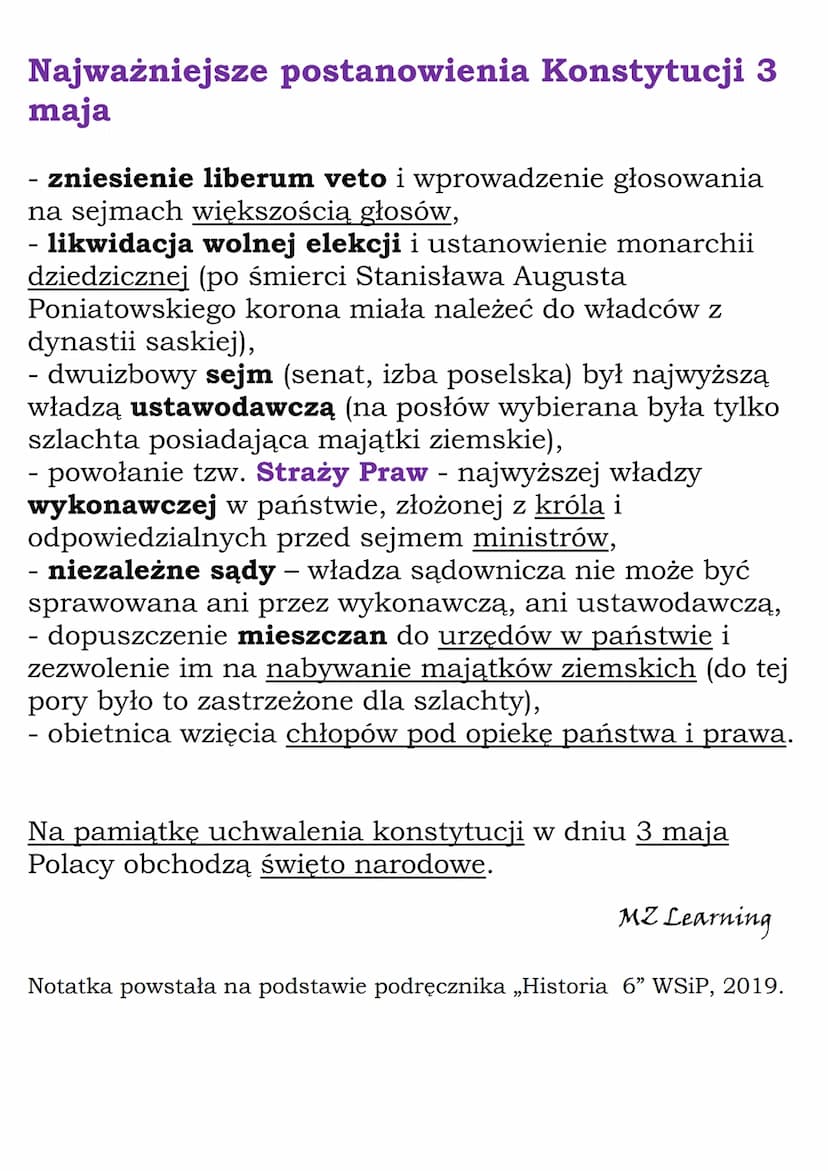 Sejm Wielki i
Konstytucja 3 maja
Sejm Wielki
Rosja i Austria wypowiedziały wojnę Turcji, którą
poparły Prusy. Osłabł sojusz państw zaborczyc