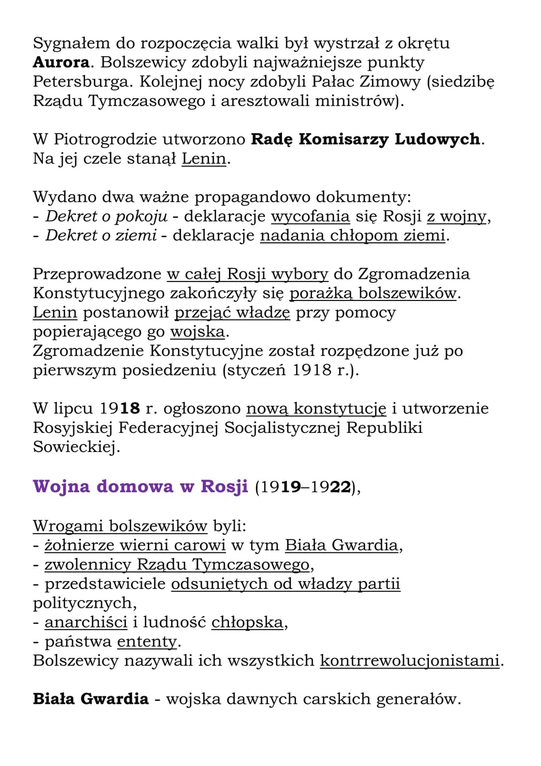 Rewolucje w Rosji
Kl. 7,
7, NE
Porażki Rosji na froncie I wojny światowej:
- śmierć setek tysięcy żołnierzy,
- utrata najbardziej rozwinięty