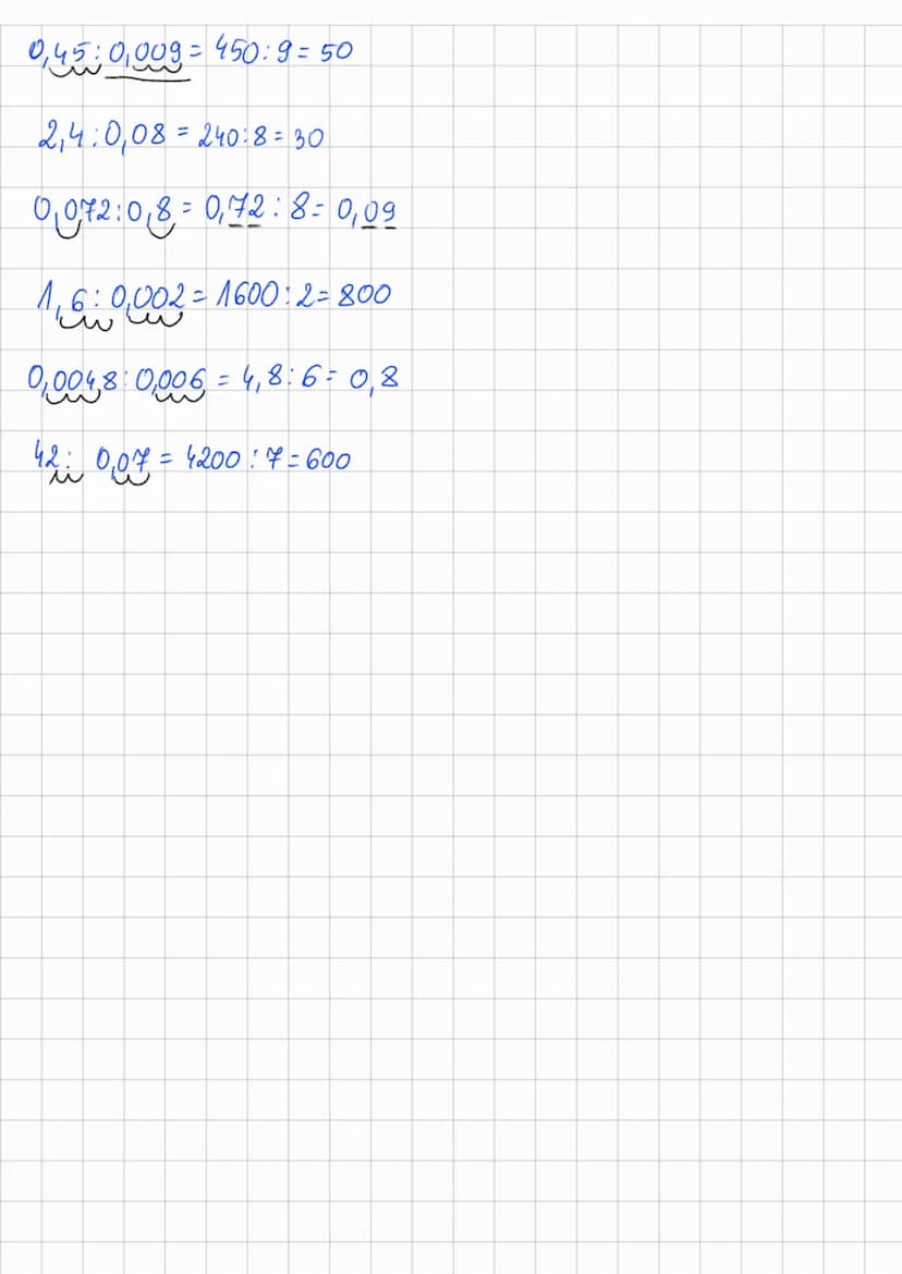 DZIELENIE UŁAMKÓW DZIESIĘTNYCH
2ad 1 Oblicz
погом с
0,1
d
11855:0₁ 7 = 1,855: = 0,265
0.265
1855:7
-14 ↓
45
-42*
6
19
-18
e) 0,792:0,03 = 79