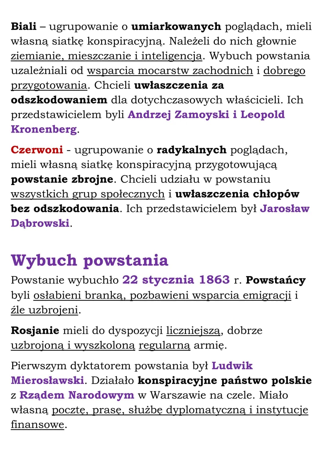 Powstanie styczniowe
Ziemie polskie przed powstaniem
Zabór pruski
Hasło „praca organiczna" – uważano naród za jeden
organizm i wszystkie jeg