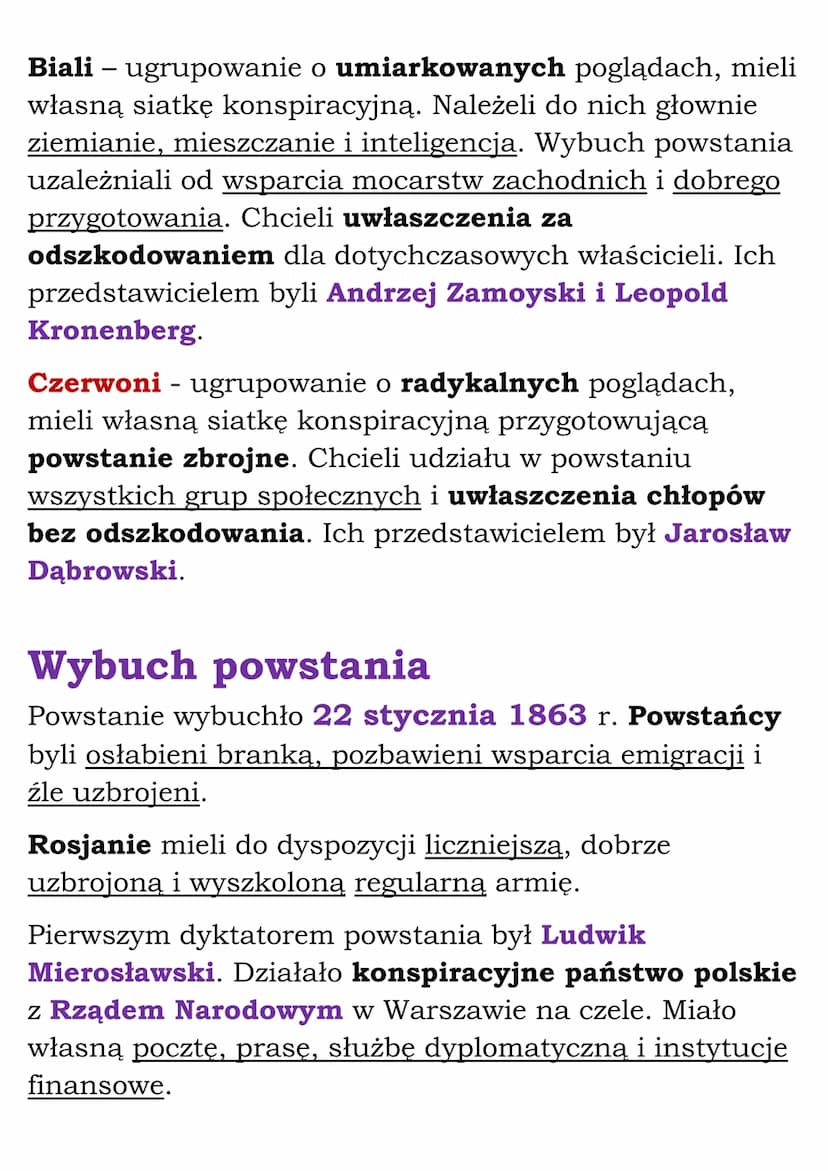 Powstanie styczniowe
Ziemie polskie przed powstaniem
Zabór pruski
Hasło „praca organiczna" – uważano naród za jeden
organizm i wszystkie jeg