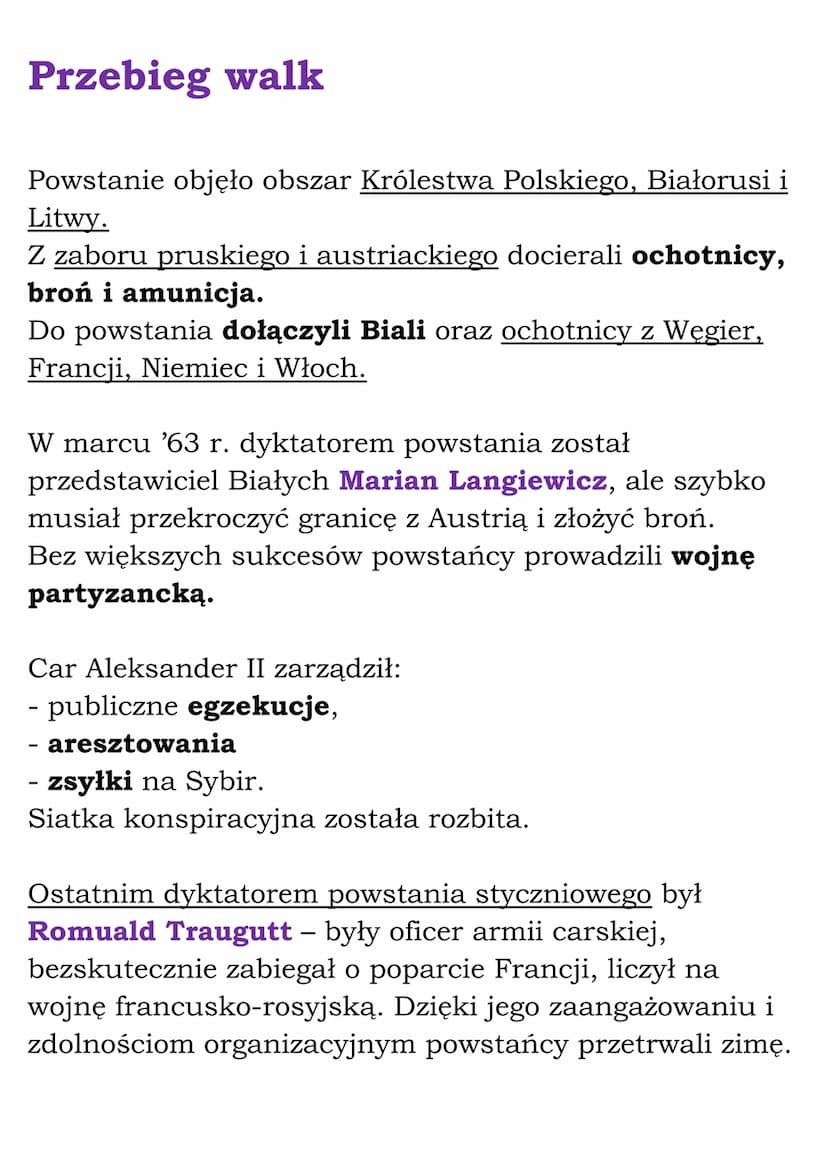 Powstanie styczniowe
Ziemie polskie przed powstaniem
Zabór pruski
Hasło „praca organiczna" – uważano naród za jeden
organizm i wszystkie jeg