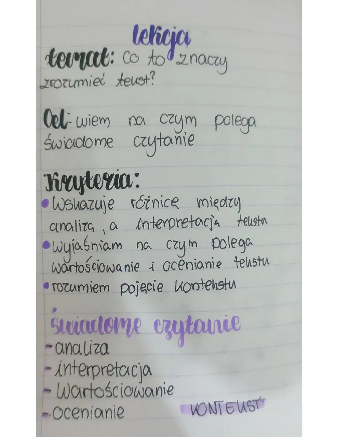 Co to znaczy zrozumieć tekst.