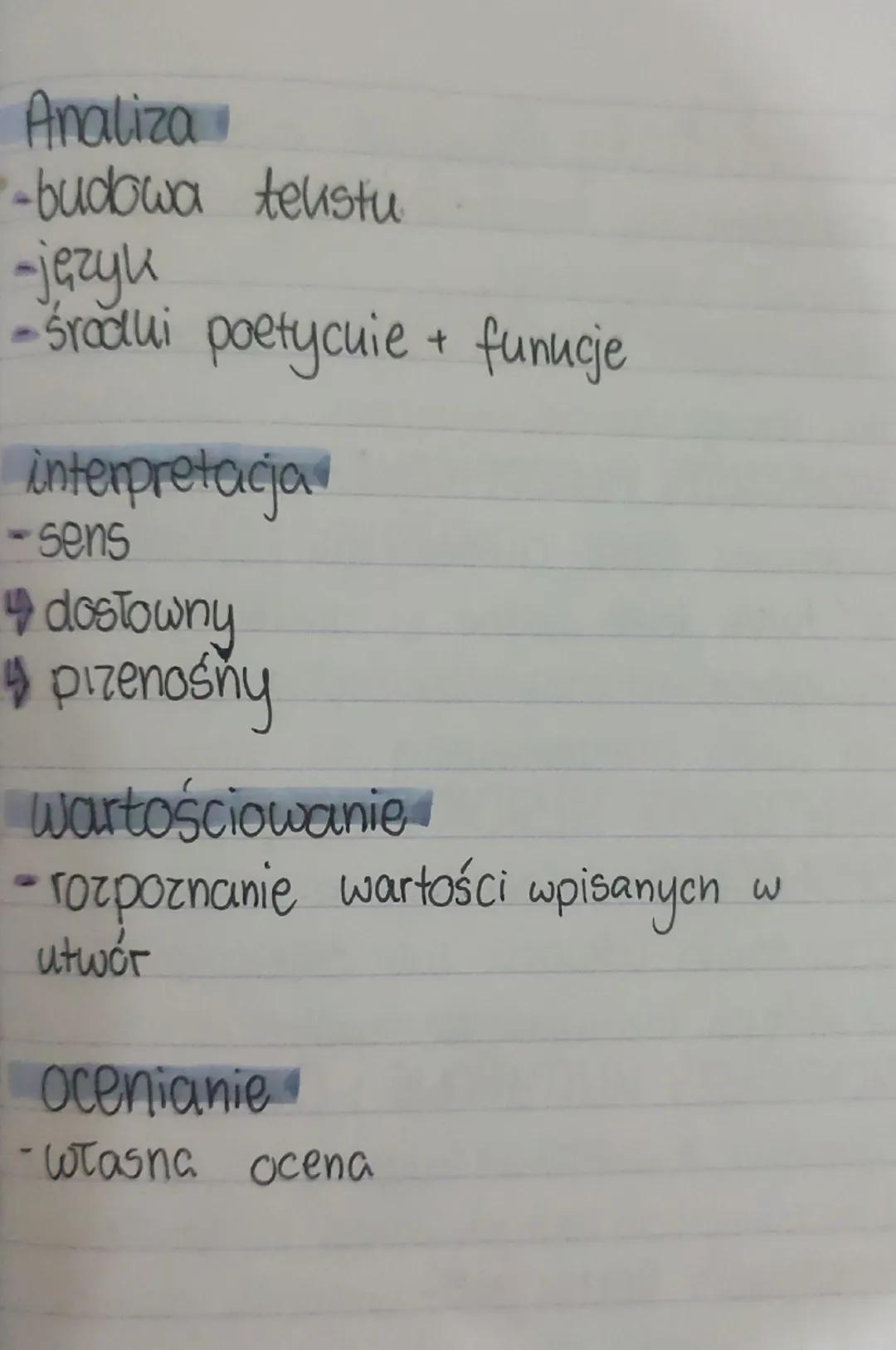 lekcja
terrat: co to znaczy
zrozumieć teust?
Cel-wiem na czym polega
świadome czytanie
Kryteria
Wskazuje różnicę między
analiza, a interpret