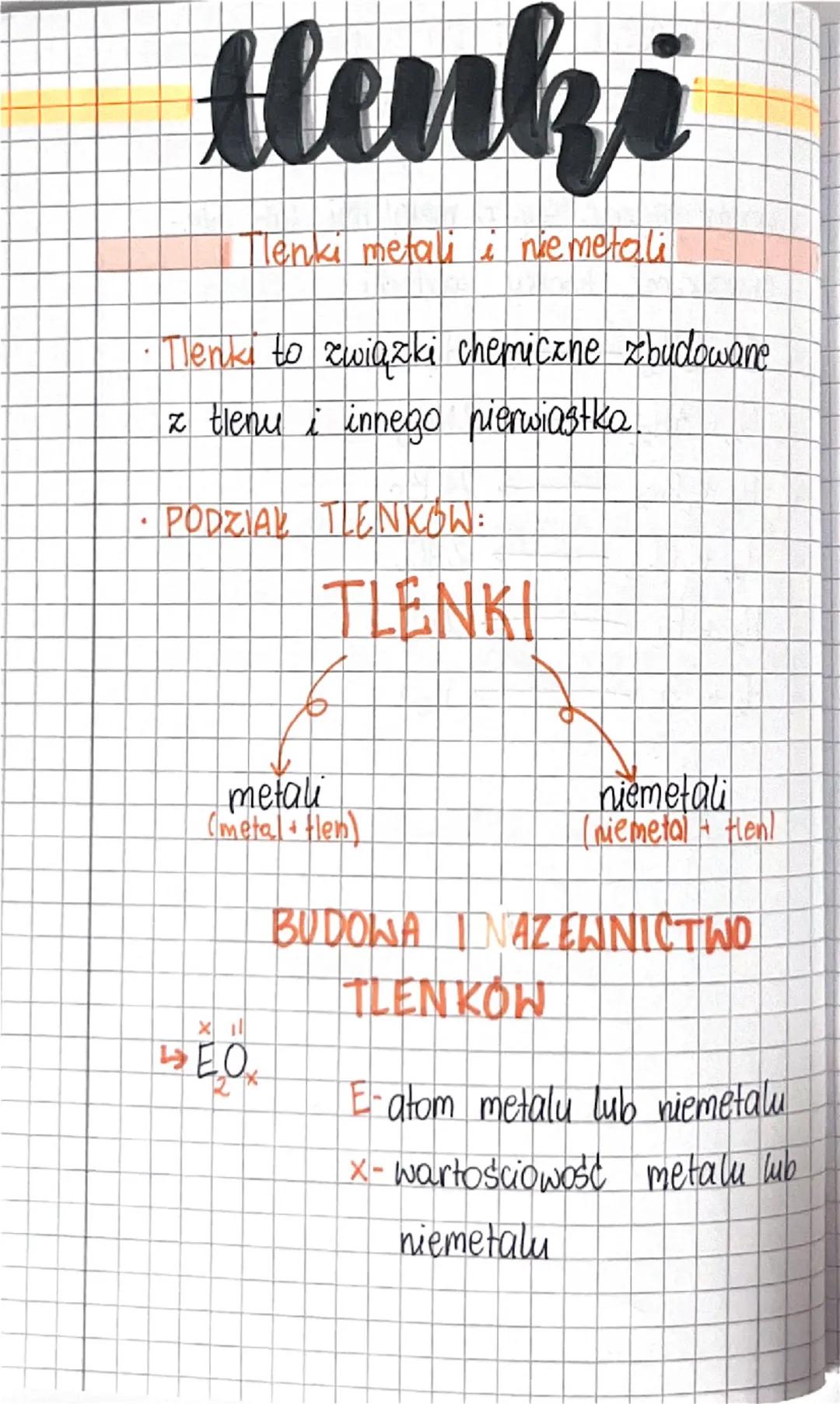 # tlenki

Tlenki metali i nie metali

•Tlenki to związki chemiczne zbudowane
z tlenu i innego pierwiastka.

•PODZIAŁ TLENKOW:

TLENKI

metal