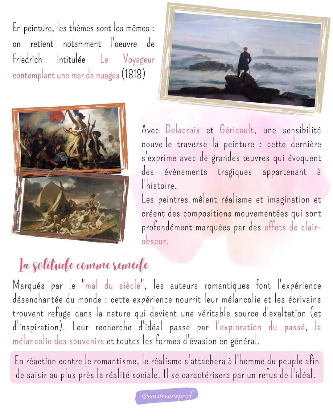 # Le romantisme XX

Aux exigences de la raison des philosophes des Lumières, les artistes de la première
moitié du XIXe siècle opposent la f