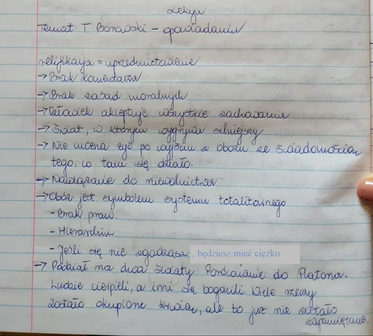 Lekyu
Temat: T. Bonapoki - opowiadaniv
relifikaya = upredmietaucienie
-> Brake sasand moralunyth
---aławick akceptuje waystkie sachavamir
7 
