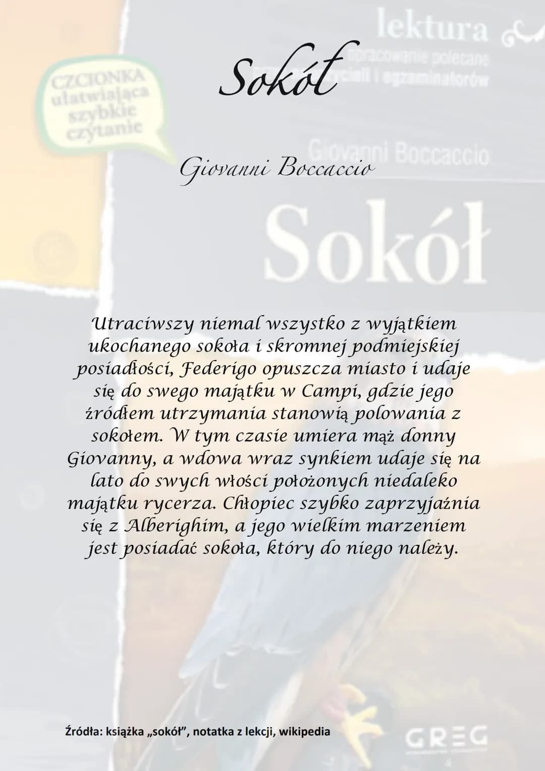 CZCIONKA
ułatwiająca
szybkie
czytanie
Sokół
lektura
racowanie polecane
eli egzaminatorów
Giovanni Boccaccio
Giovanni Boccaccio
of the
Akcja 