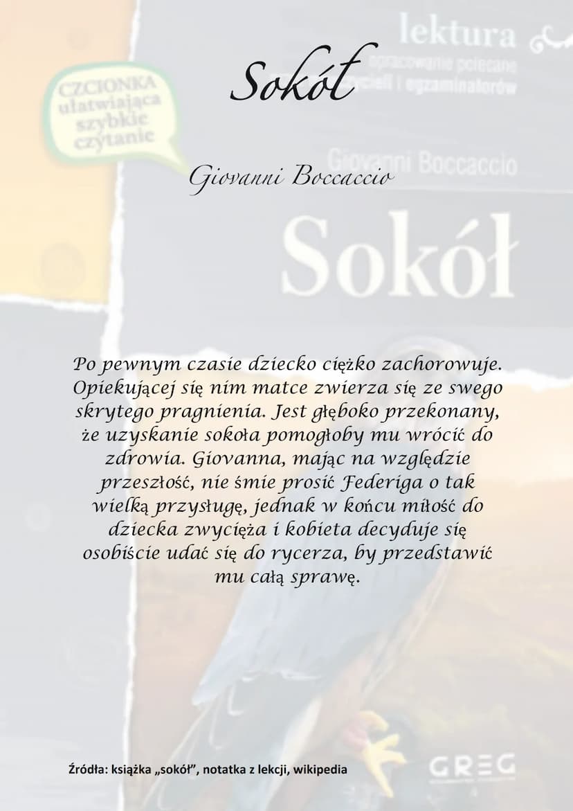 CZCIONKA
ułatwiająca
szybkie
czytanie
Sokół
lektura
racowanie polecane
eli egzaminatorów
Giovanni Boccaccio
Giovanni Boccaccio
of the
Akcja 