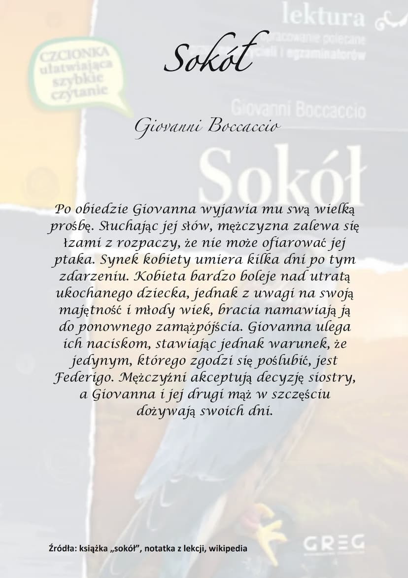 CZCIONKA
ułatwiająca
szybkie
czytanie
Sokół
lektura
racowanie polecane
eli egzaminatorów
Giovanni Boccaccio
Giovanni Boccaccio
of the
Akcja 