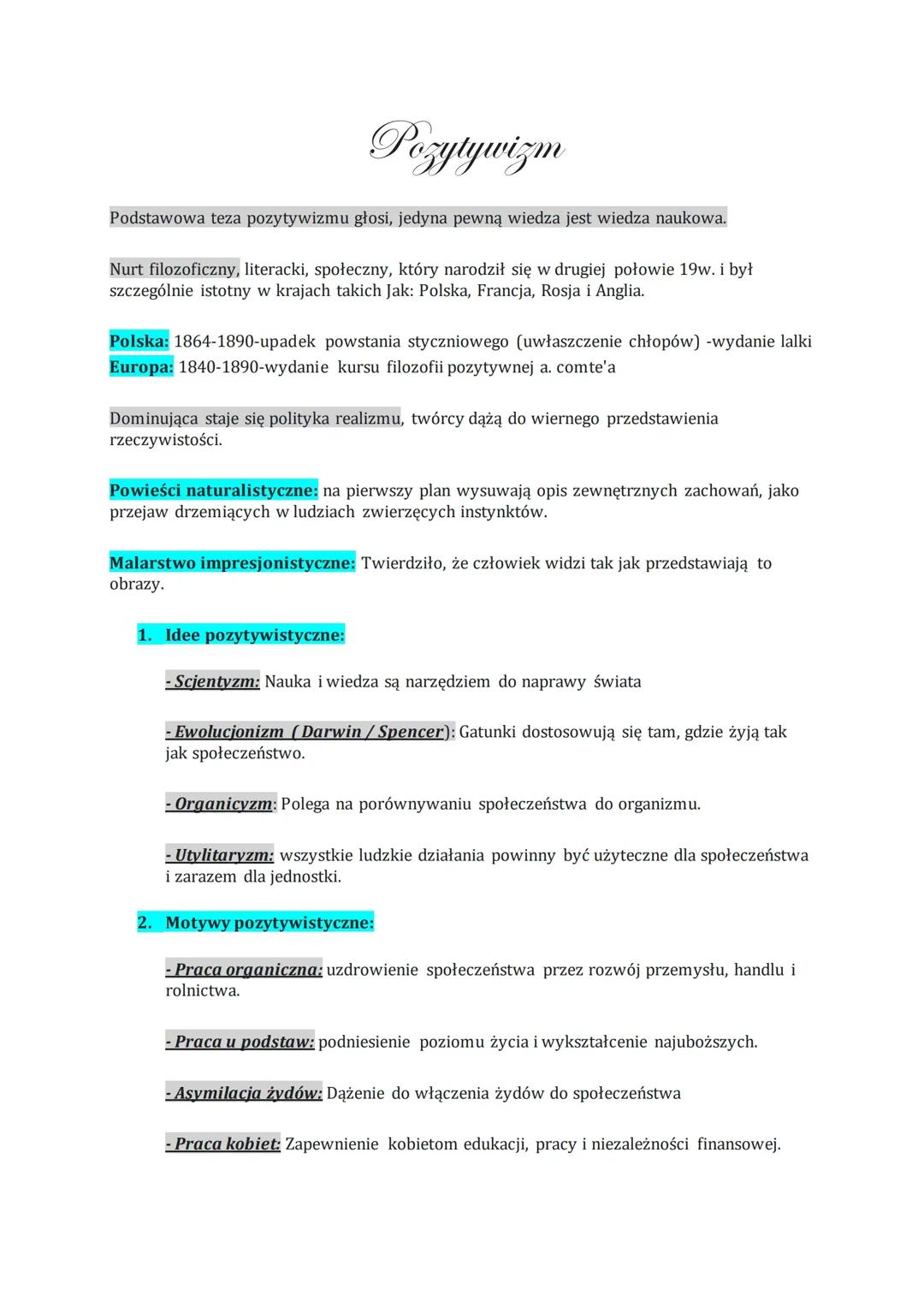 Język Polski - Pozytywizm