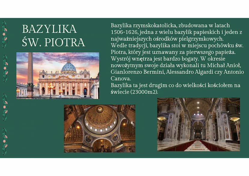 WATYKAN
państwo kościelne WATYKAN
liczba ludności (2019): 825 (głównie księża, dostojnicy kościelni, zakonnice i Gwardia
Szwajcarska)
powier