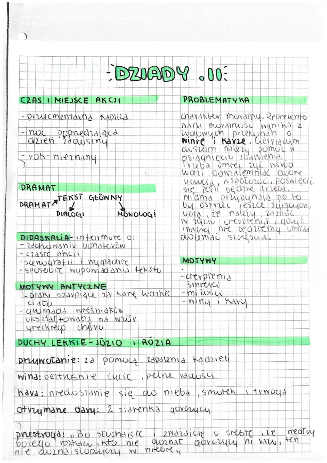 2
-DZIADY 10:
O
CZAS I MIEJSCE AKCJI
-przycmentarna kaplica
пос popnechajaca
dzień idduszny
-rok- nieznany
PRAMAT
DRAMAT
TEKST GŁOWNY
DIALOG