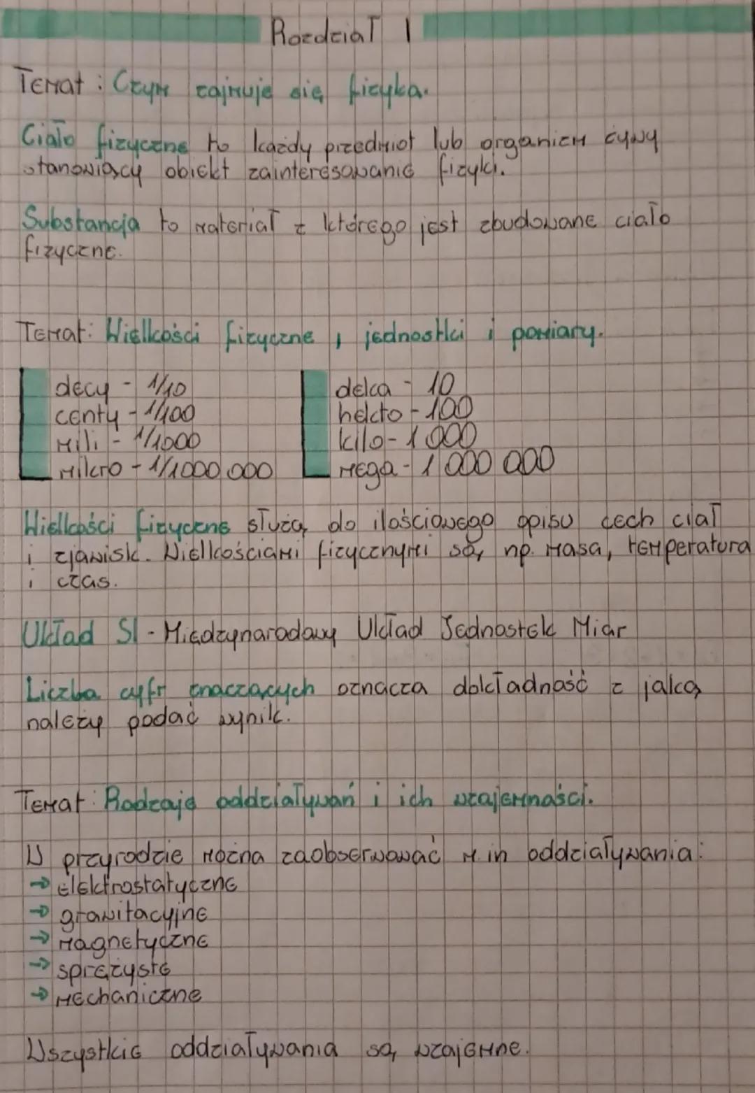 --- OCR Start ---
Rozdział I
Temat: Czym zajmuje się fizyka.
Ciało fizyczne to każdy przedmiot lub organich czyn
stanowiący obiekt zainteres