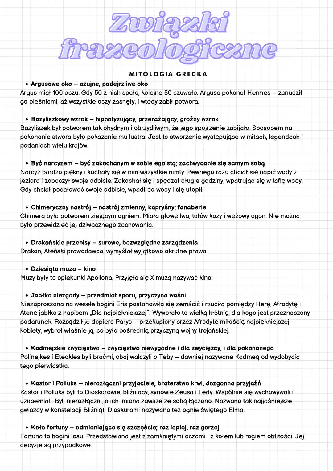 Greckie związki frazeologiczne - znaczenie i przykłady