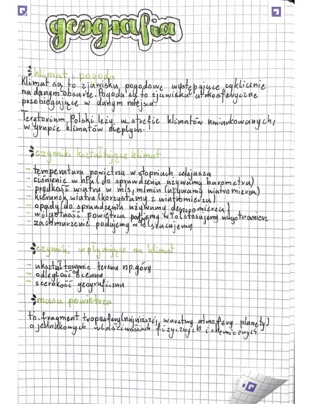 Czynniki wpływające na klimat Polski