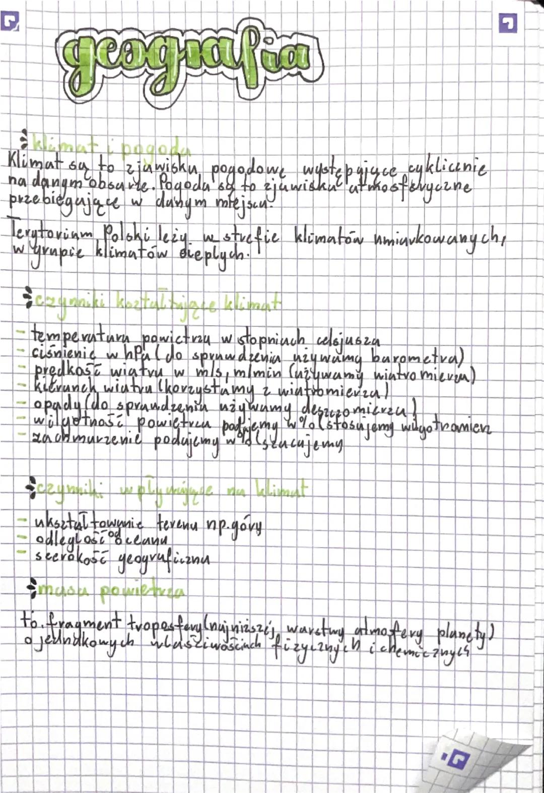 G
geografia
klimat
Klimat su to zjawisku pogodowe występujące cyklicznie
na danym obsure. Pogoda se to zjawisku atmosferyczne
przebiegające 