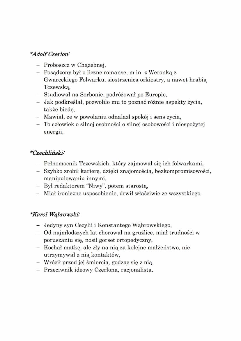 ZOFIA NAŁKOWSKA-
"GRANICA"”
BOHATEROWIE:
*Walerian Ziembiewicz:
Mąż Joanny z Niemirów Ziembiewiczowej, ojciec Zenona,
Po stracie majątku swo