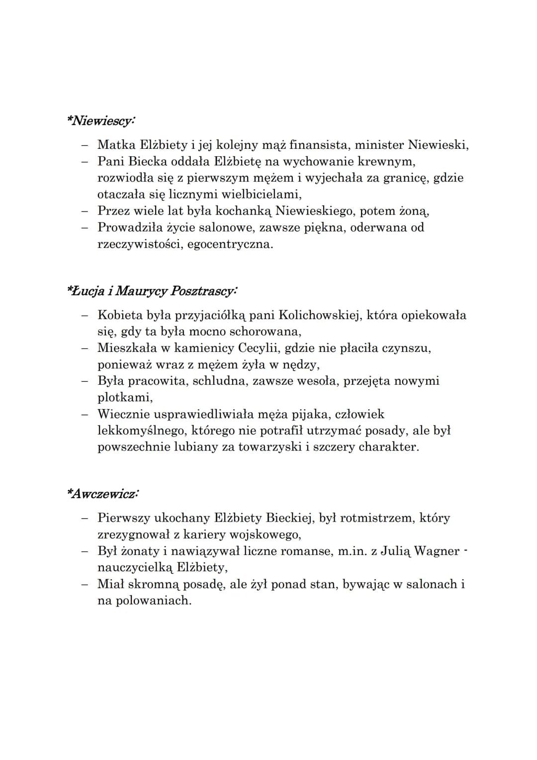 ZOFIA NAŁKOWSKA-
"GRANICA"”
BOHATEROWIE:
*Walerian Ziembiewicz:
Mąż Joanny z Niemirów Ziembiewiczowej, ojciec Zenona,
Po stracie majątku swo