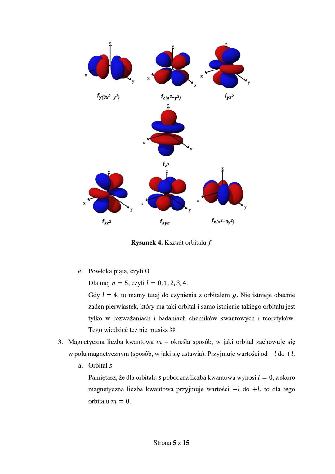 Elementy mechaniki kwantowej w ujęciu jakościowym
(liczby kwantowe)
Na etapie szkoły średniej wyróżniamy 4 liczby kwantowe:
1. Główna liczba