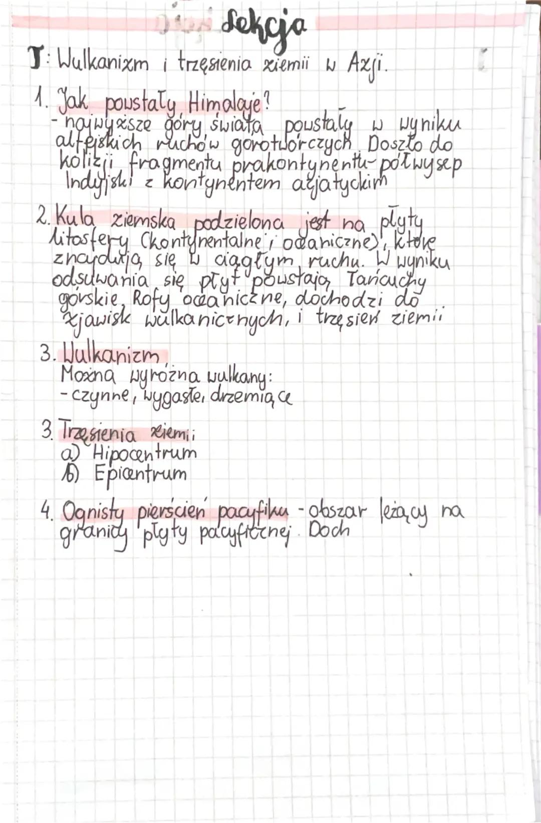 Wulkanizm i trzęsienia ziemi w Azji